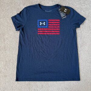 NWT Under Armour Women's Freedom Navy Blue Short Sleeve T-Shirt Size Large